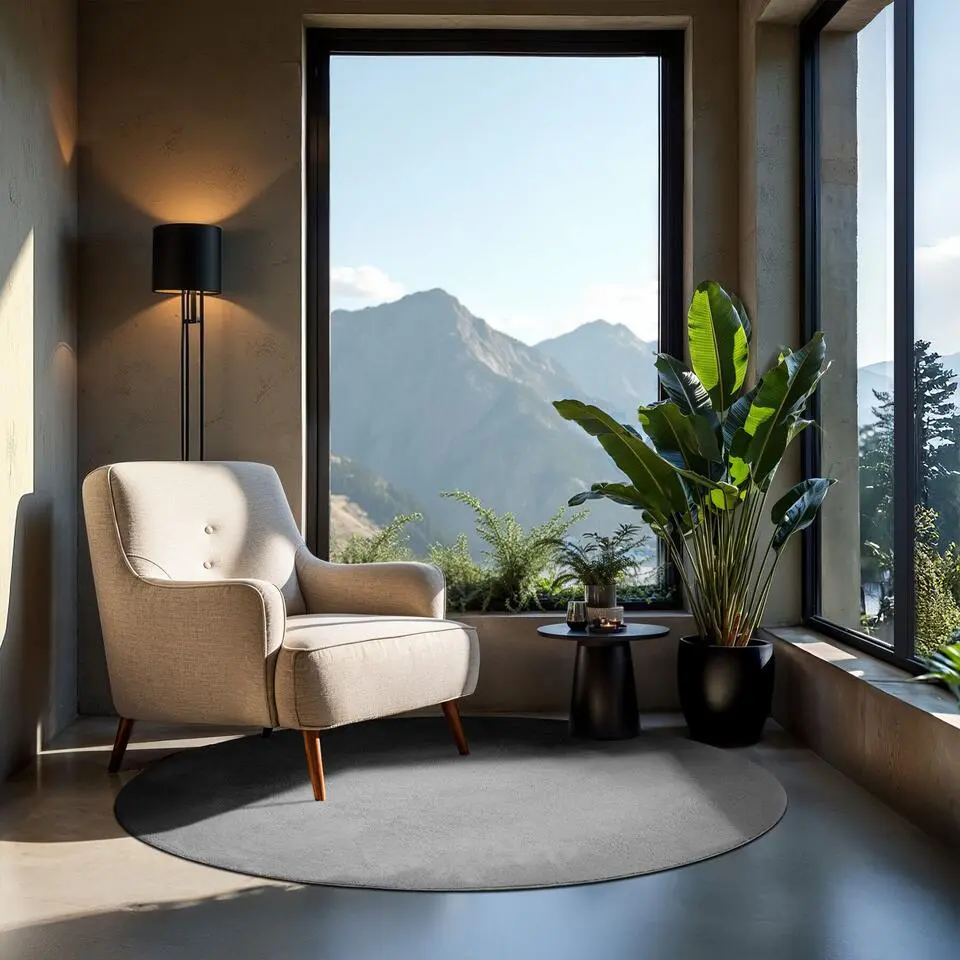 tectake? Kortpolig vloerkleed Soft Zone &Oslash; 120 cm - Grijs