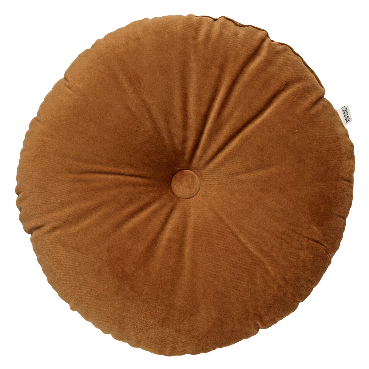 OLLY - sierkussen Ø38 cm - rond velvet - Tobacco Brown - bruin