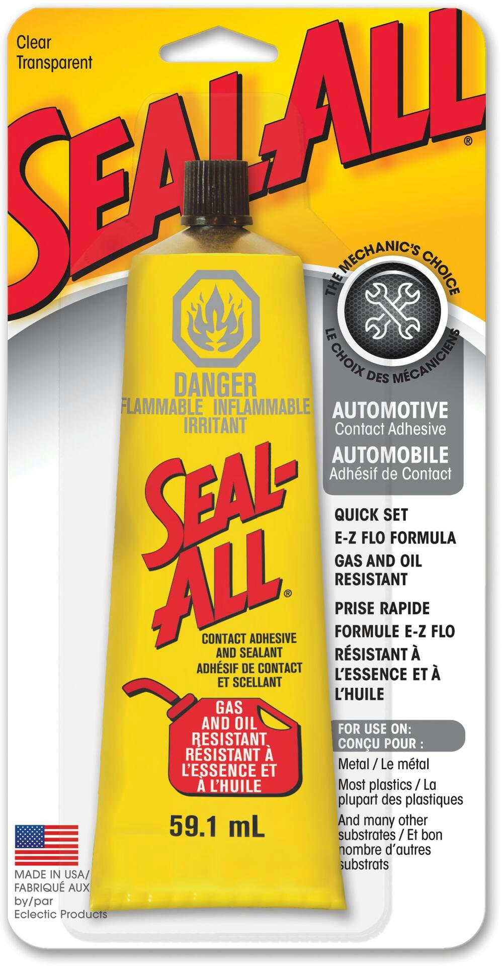Seal All Automotive Contact Adhesive Glue & Sealant, Oil & Gas Resistant, Clear, 59.1-mL