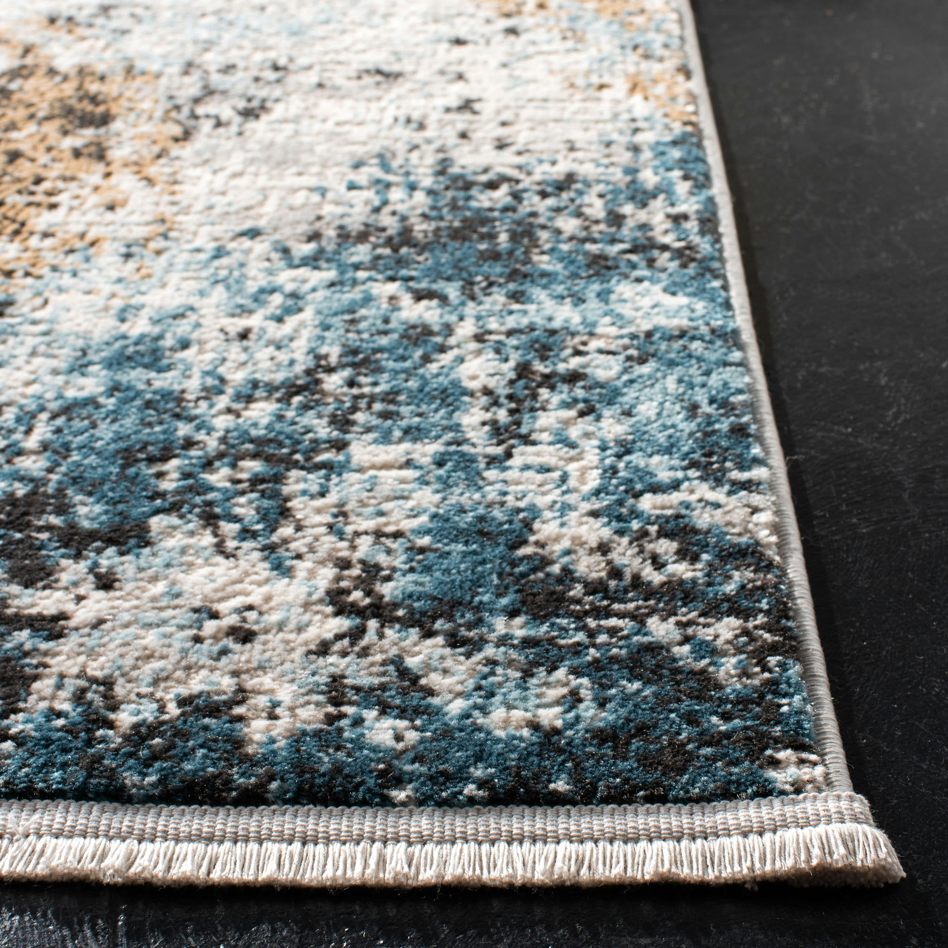 SHIVAN - Tapis de salon interieur en ivoire & gris, 91 x 152 cm