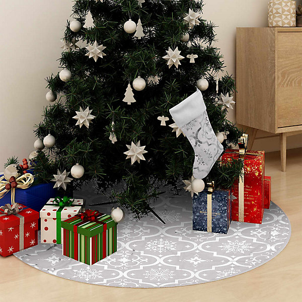 Jupe de sapin de Noël de luxe avec chaussette Blanc 90 cm Tissu vidaXL