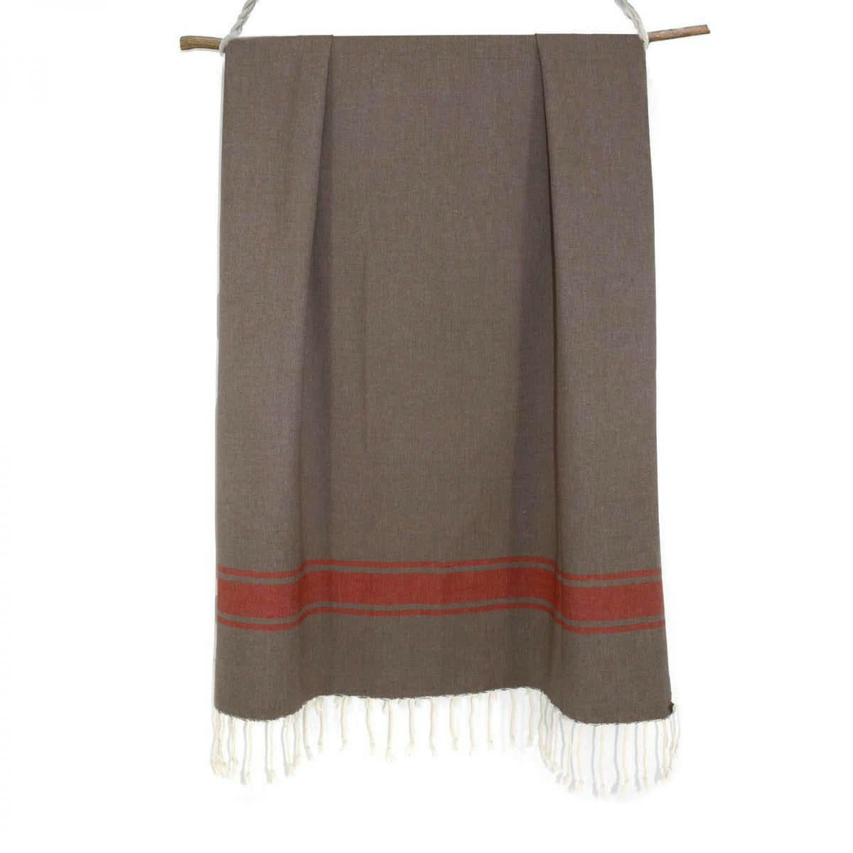 ST TROPEZ - Fouta bicolore coton  100x200 moka / écrevisse