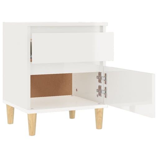 NNEVL Bedside Cabinet High Gloss White 40x35x50 cm