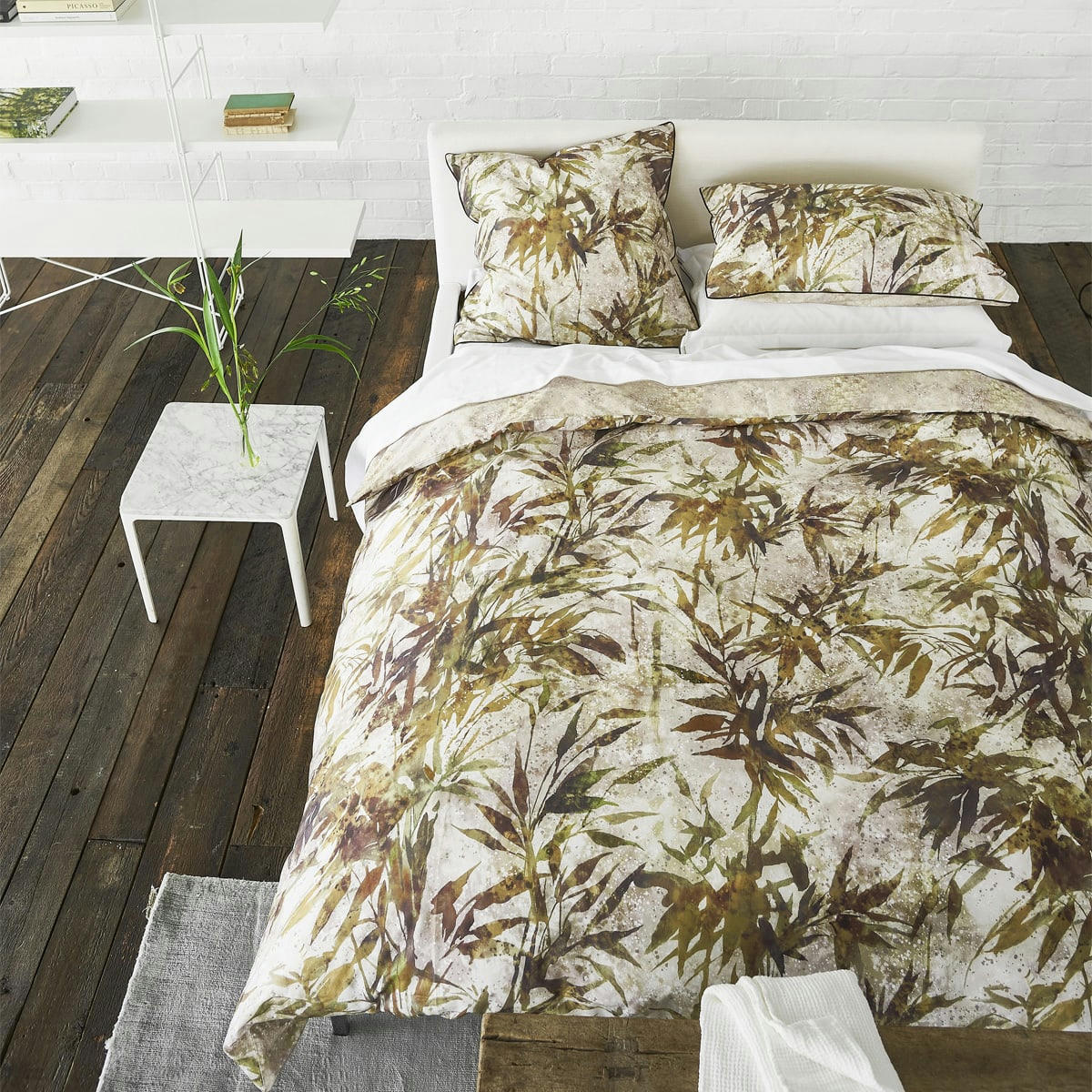 JARDIN CHINOIS - Housse de couette imprimée en percale de coton beige 260x240