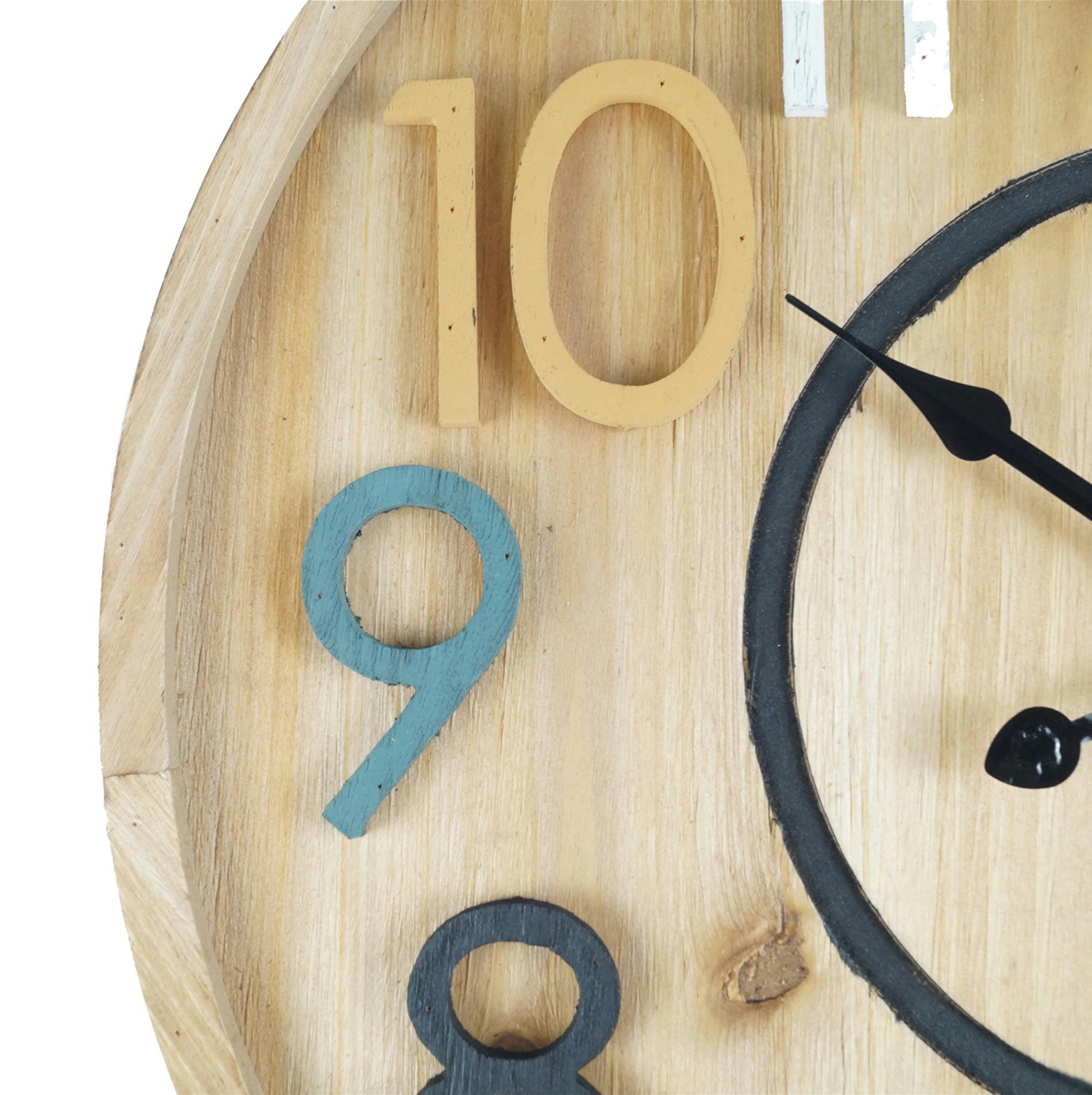 - Horloge murale ronde effet bois brun et coloré ø 50 cm