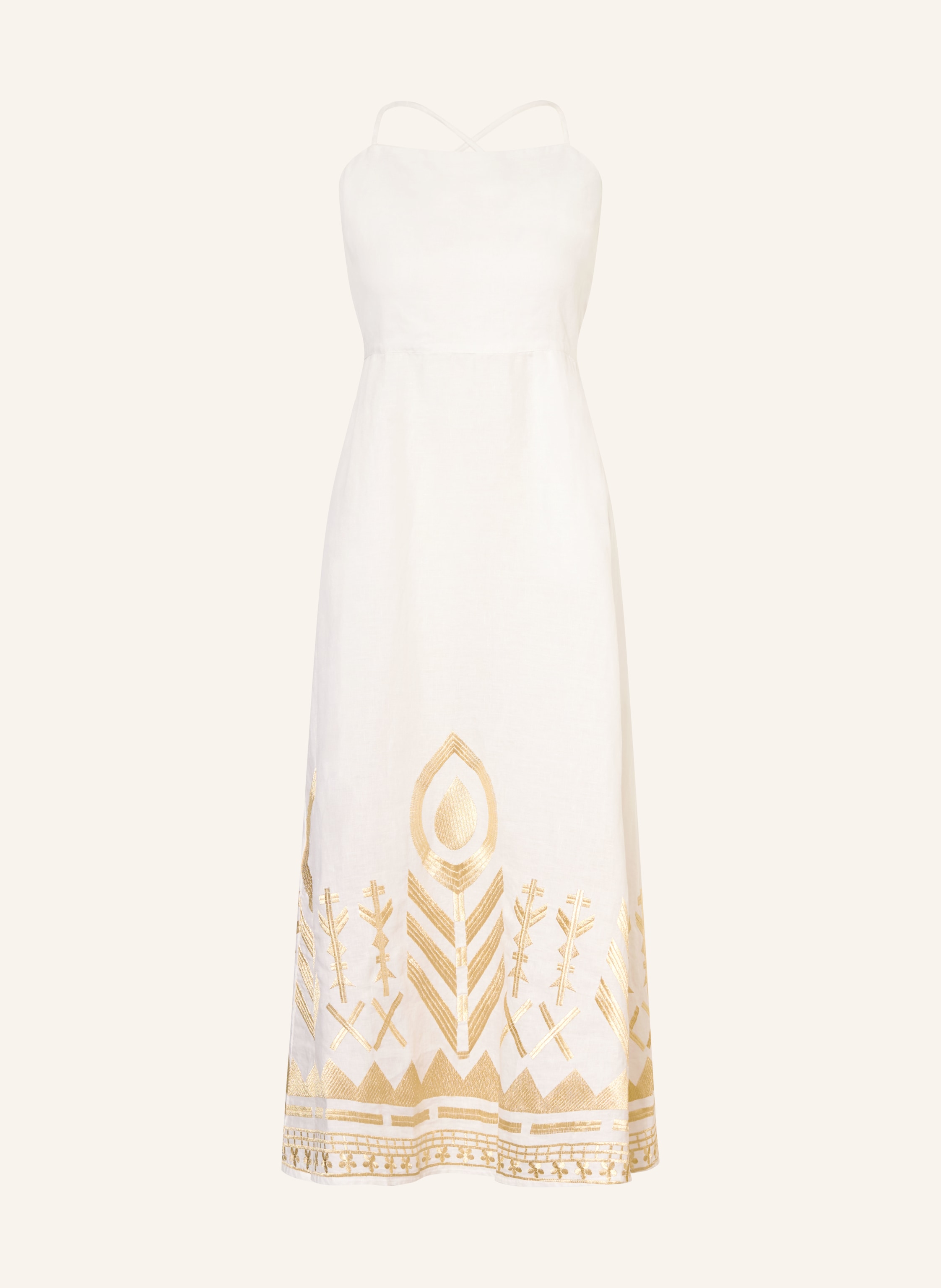 Greek Archaic Kori Strandkleid FEATHER aus Leinen mit Glitzergarn