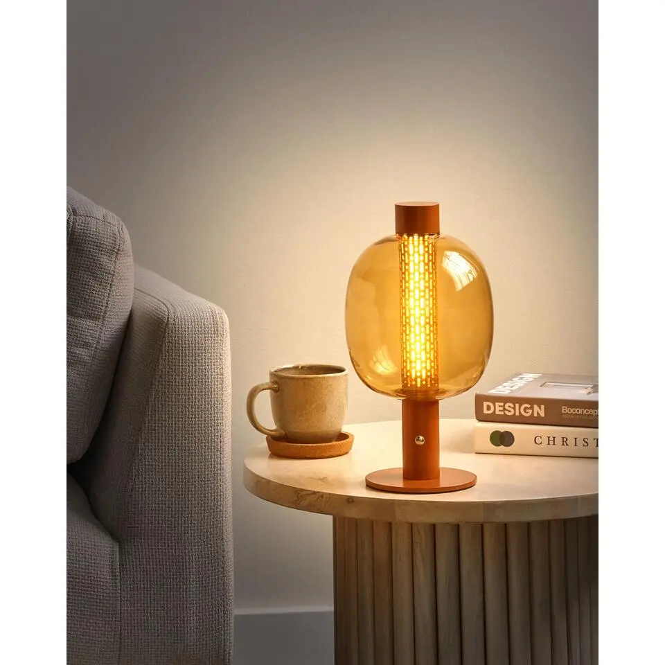 PULANGI - Tafellamp - Bruin - Aluminium