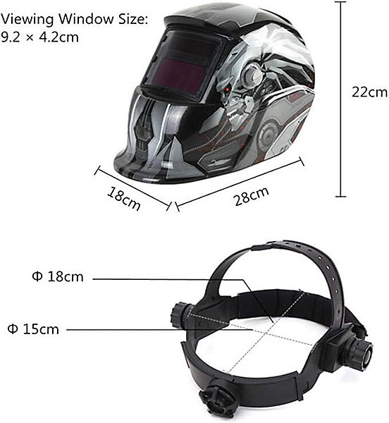 Casque de Soudure Automatique, 2 Lentilles, 2 Capteurs de filtre à ombre réglables pour le soudage à l'arc, Noir