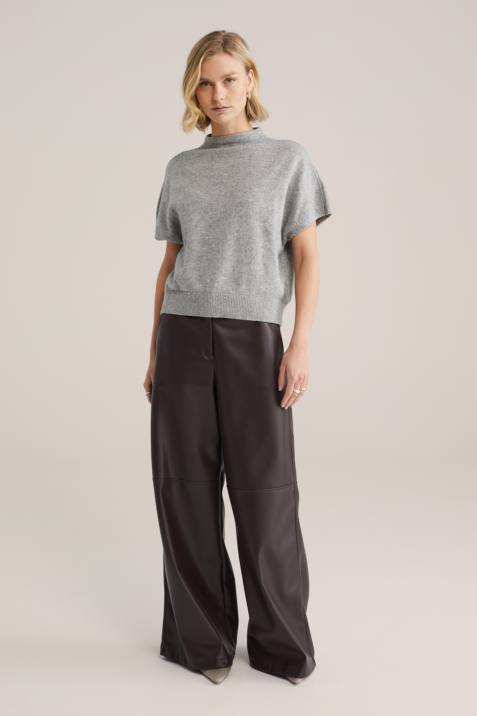 Dames wide leg broek van imitatieleer