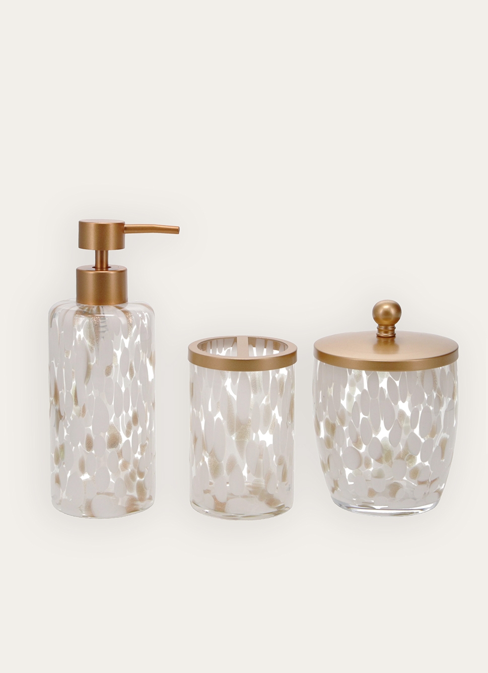 PORTE-BROSSE à DENTS MODERNE EFFET TACHETÉ BLANC/DORE