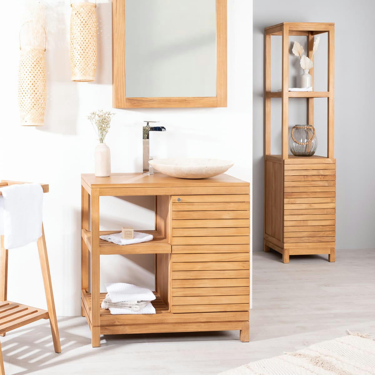 - Meuble salle de bain sous vasque en teck L80cm