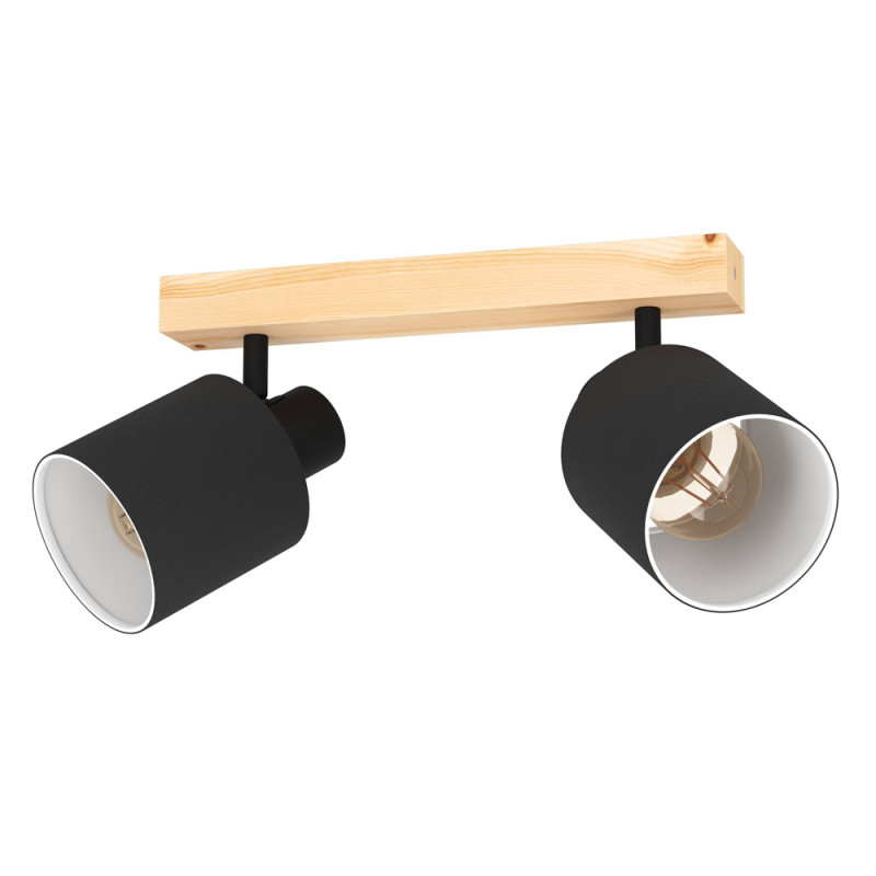 Spot Batallas noir et bois clair E27 2 x 10 W EGLO