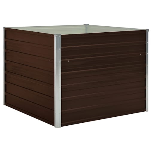 NNEVL Raised Garden Bed Brown 100x100x77 cm Galvanised Steel