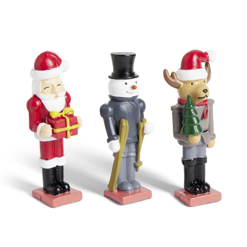 Lot de 3 figurines pour village animé de No&euml;l thème Casse-Noisette