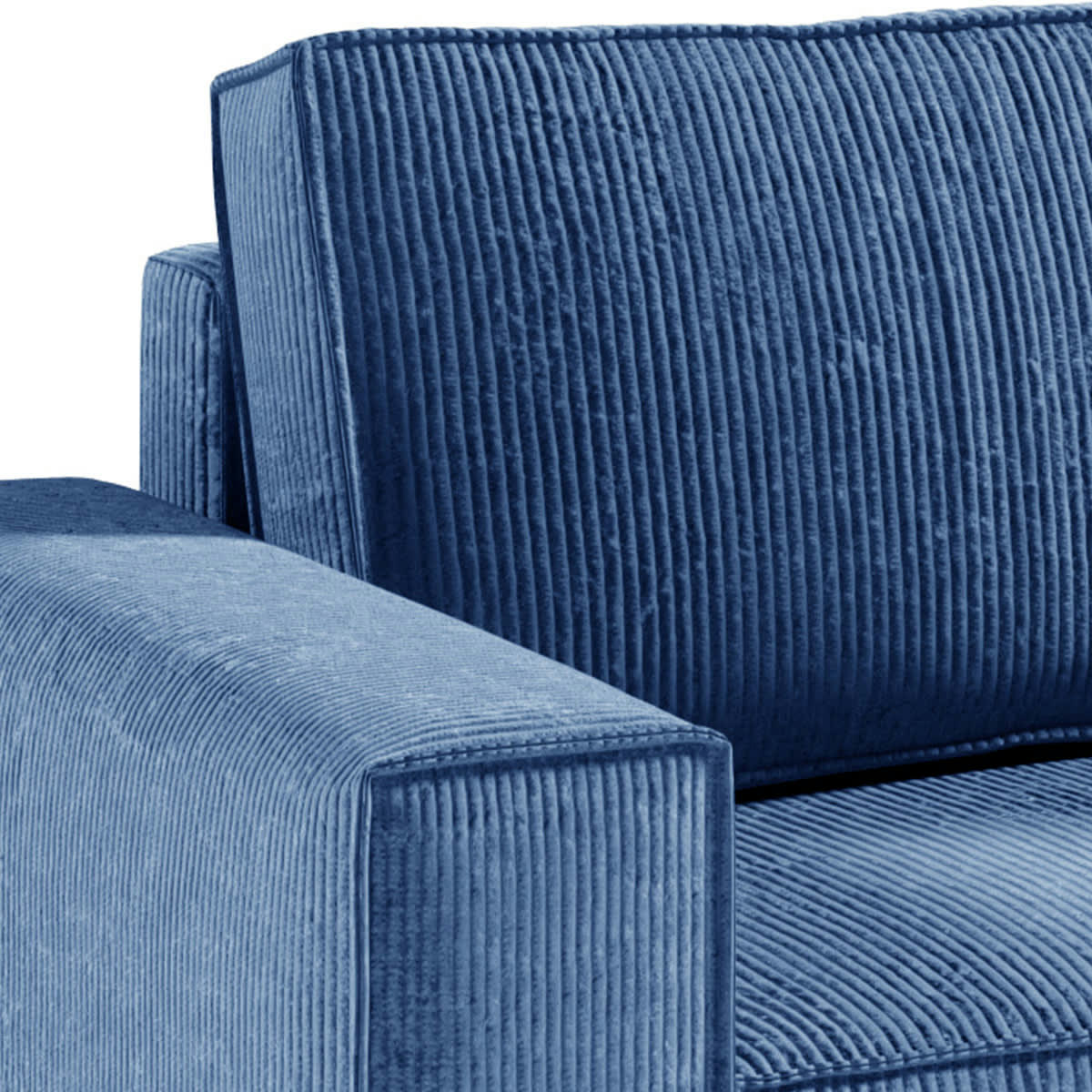 - Canapé d'angle réversible et convertible 4 places velours côtelé bleu