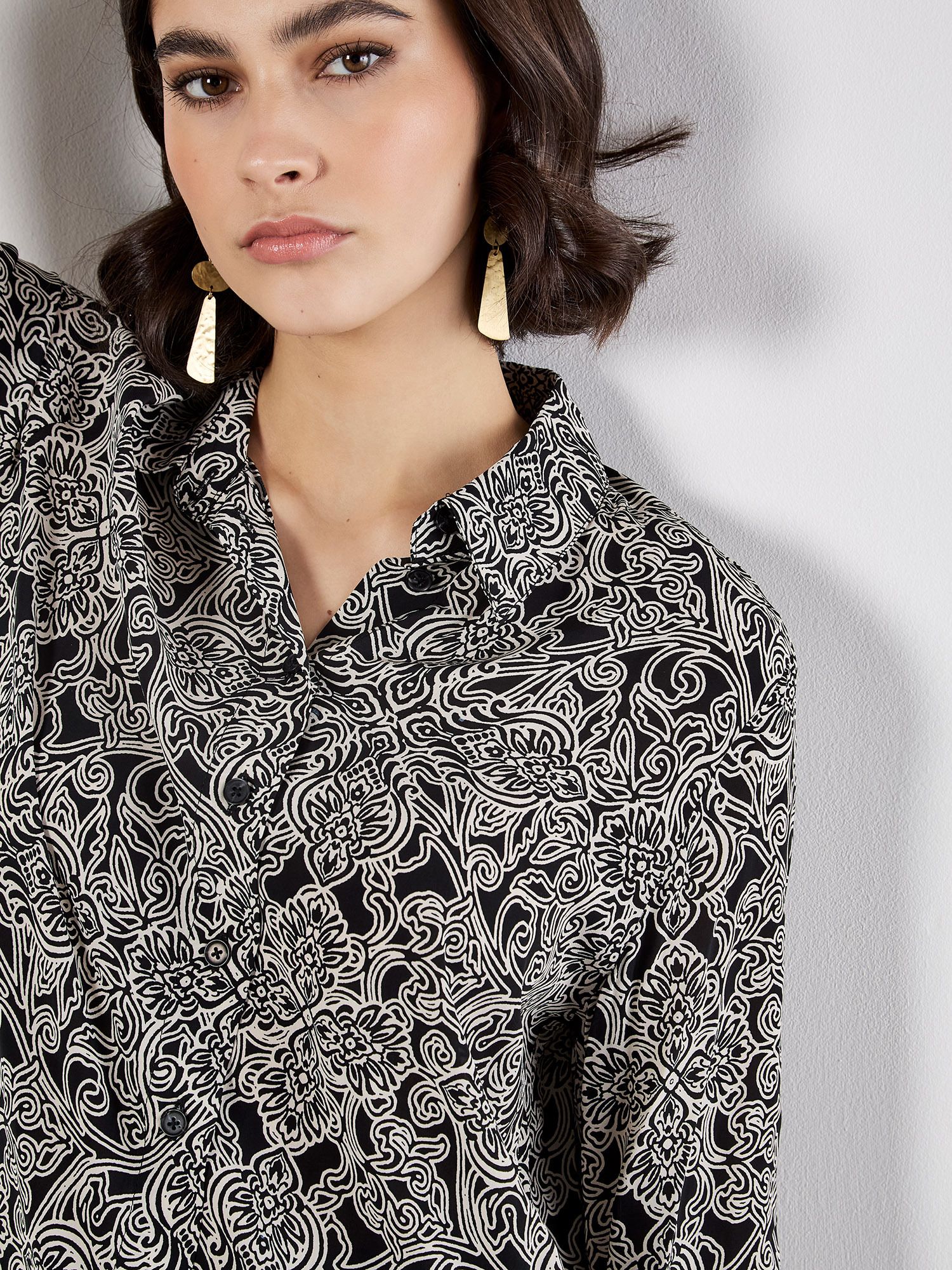 Apricot Art Deco Paisley Print Shirt
