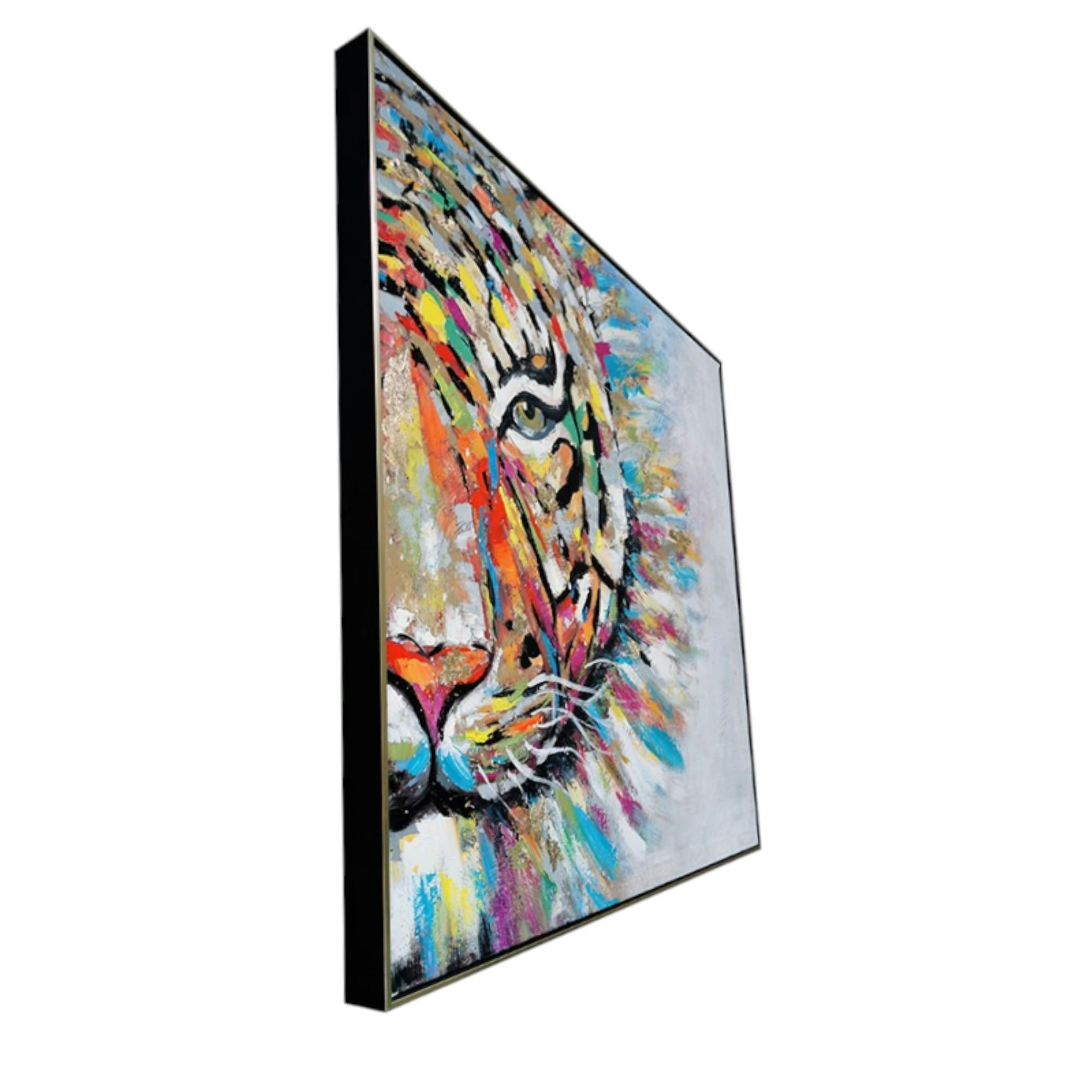 Tableau de tigre coloré cadre doré