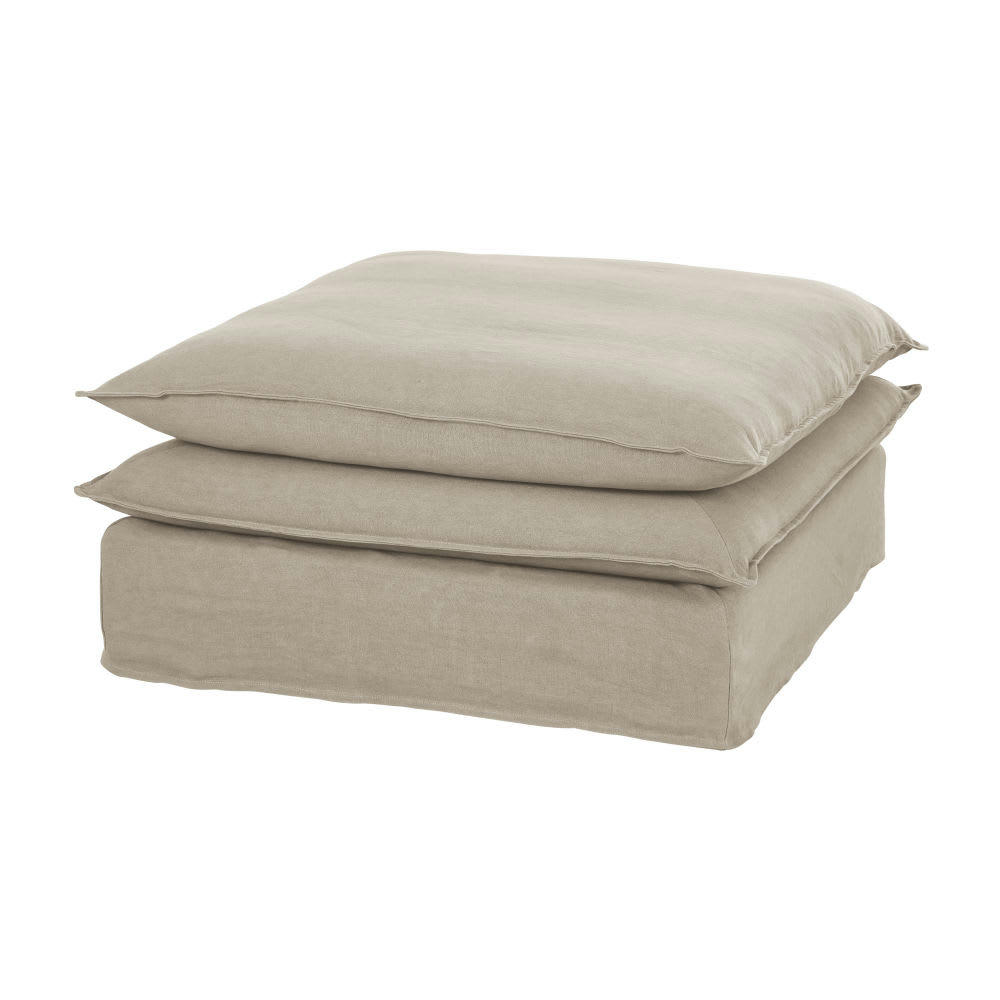 Pompei - Pouf pour canapé modulable en lin supérieur beige