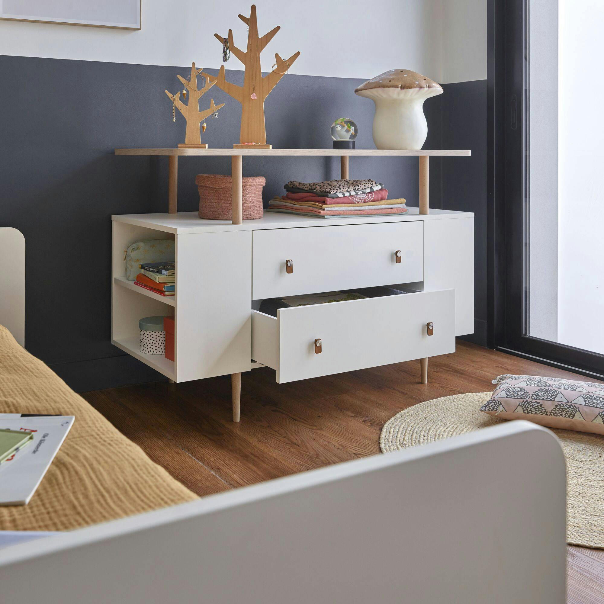 SIMON - Commode enfant effet bois blanc