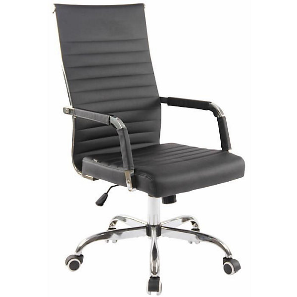 Chaise de Bureau Amadora - CLP - Similicuir - Noir - Réglable en Hauteur - Avec Accoudoirs