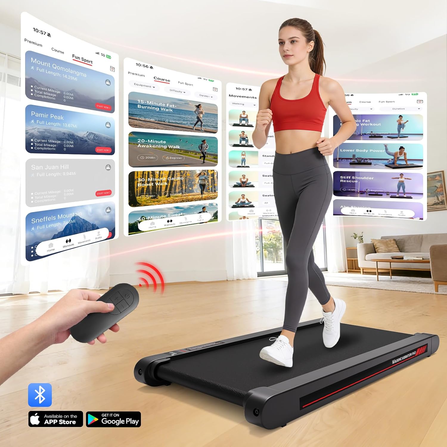 Freepi Walking Vibration Pad Treadmill,3 in 1 Under Desk Vibration Treadmill,Portable Treadmill for Home