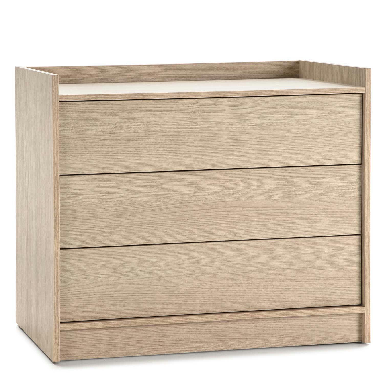 MOSCU - Commode avec 3 tiroirs, couleur chêne, 80 cm longueur