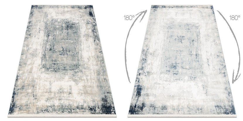 Dywan DISTIN 0845A biały / granatowy / niebieski nowoczesny - 80x150 cm