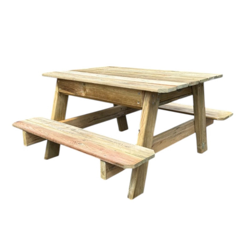Table de jardin pique-nique avec bac à sable 99 x 89 x 50 cm