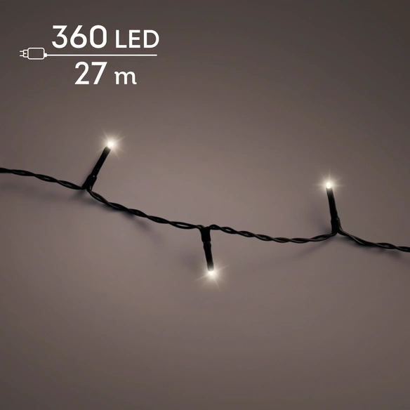 Lichterkette, 27 m 360 L schw. Kabel ww m.Timer Dimmer