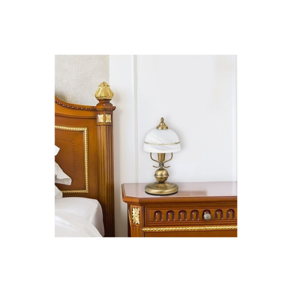 Lampa stołowa retro biały i brąz Flossi 1xE14x40W wys:32cm Rabalux