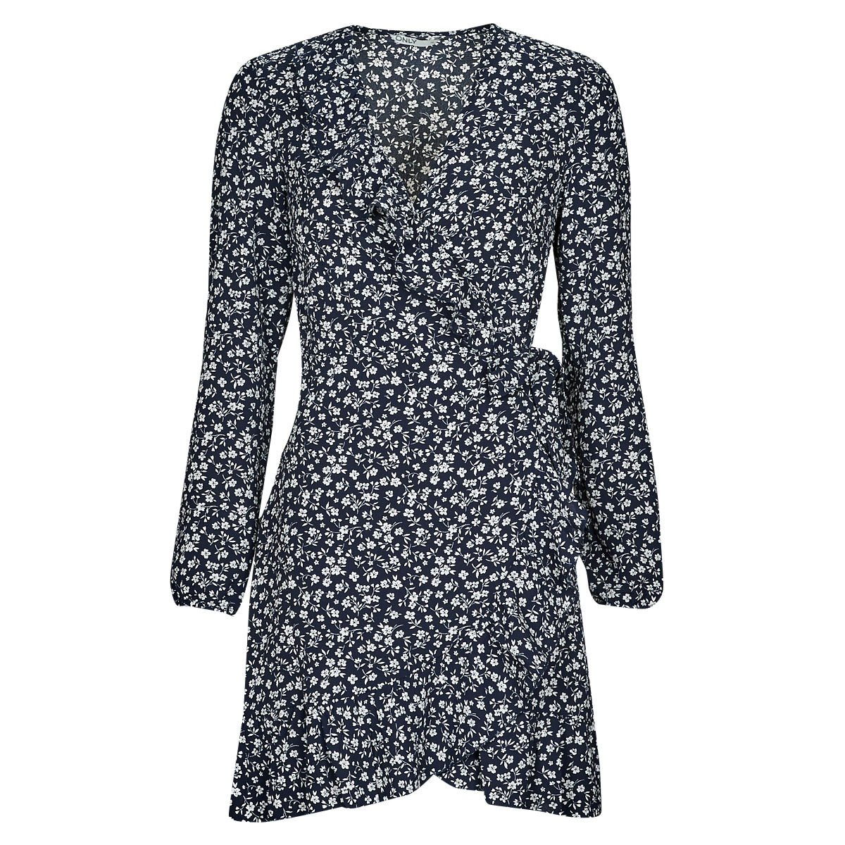 Only - ONLCARLY L/S WRAP SHORT DRESS - Marine / White