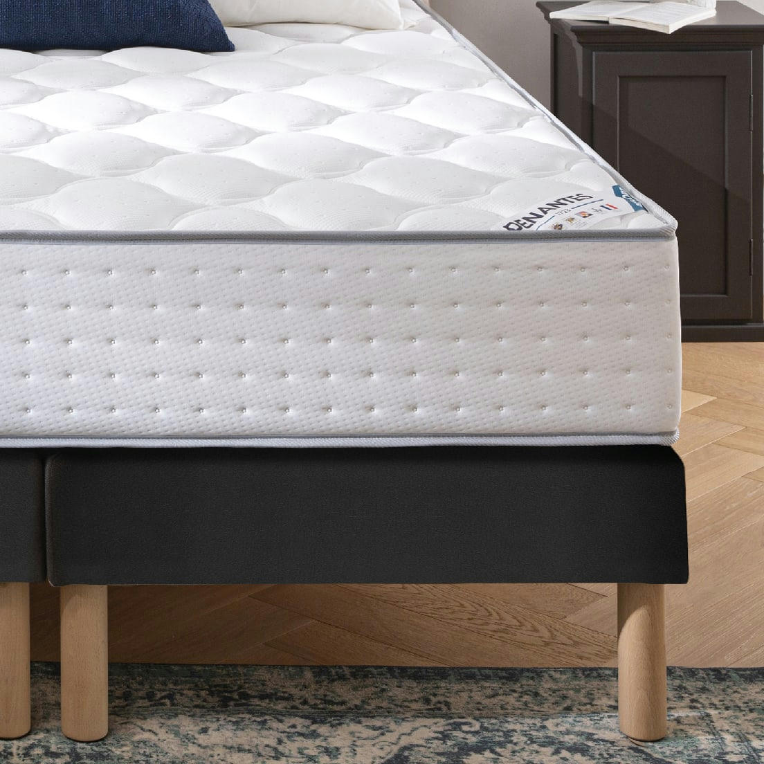 LUXE SIMILICUIR - Sommier similicuir noir 80x200 cm