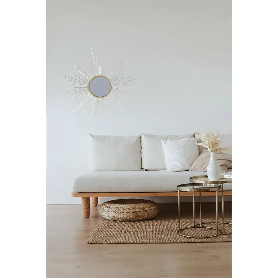 Urban Living Wandspiegel - goud-zon - metaal - Dia 60cm