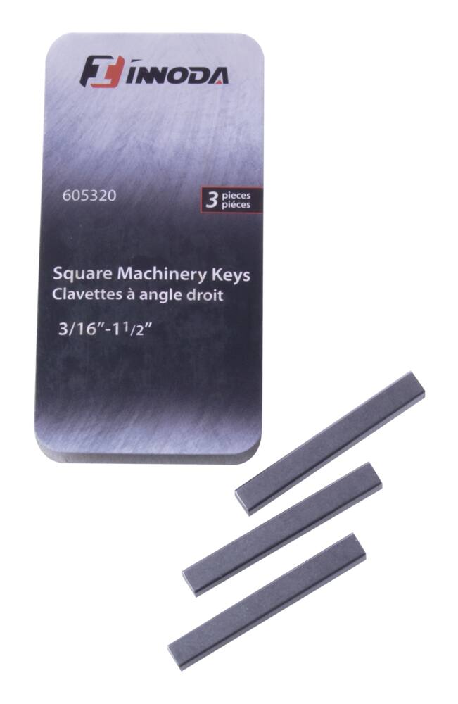 Innoda Square Machine Keys, Carbon Steel, 3/16-in, 3-pk