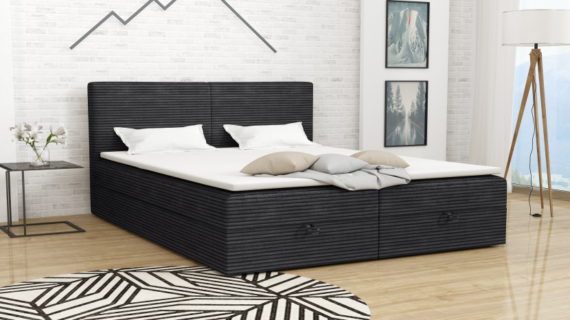Łóżko kontynentalne Sztruks 1 140x200 Ciemny szary