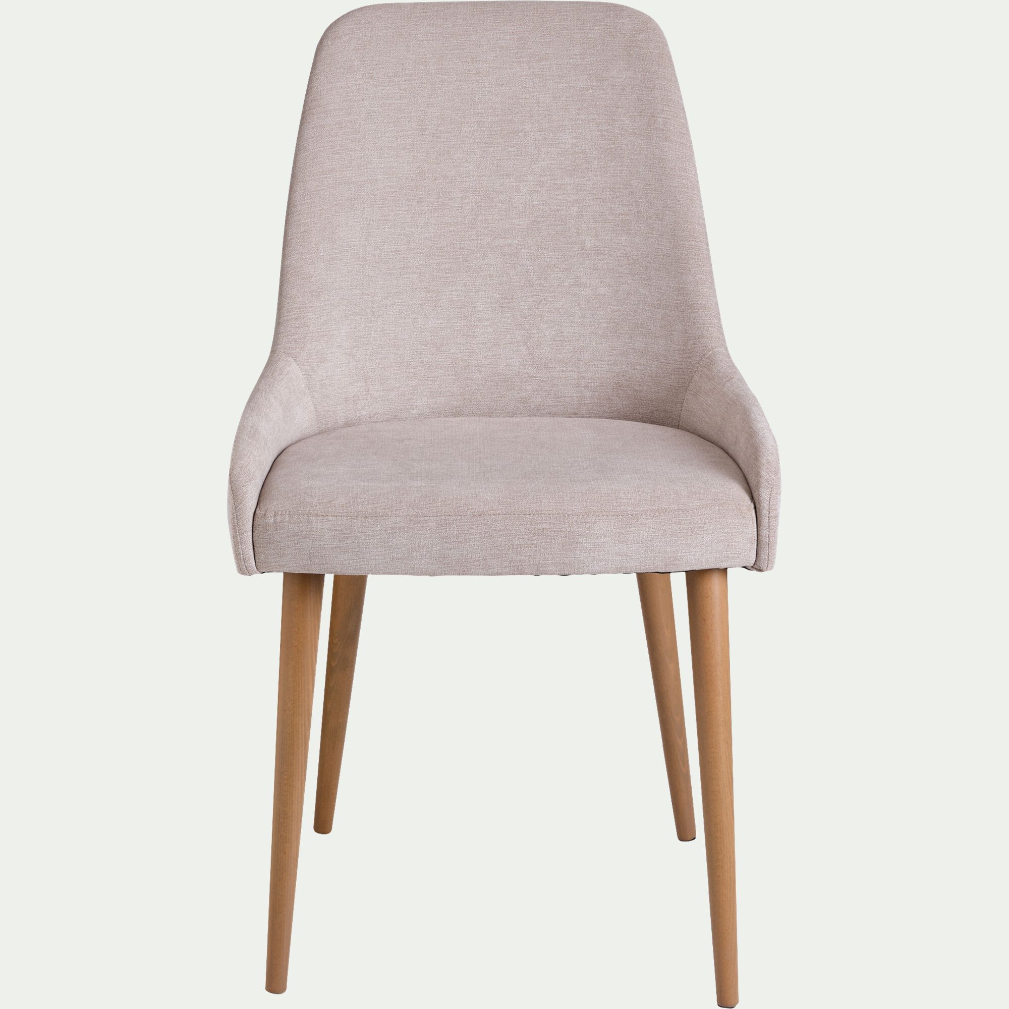 LIVNO - Chaise en tissu effet velours et piètement naturel - beige