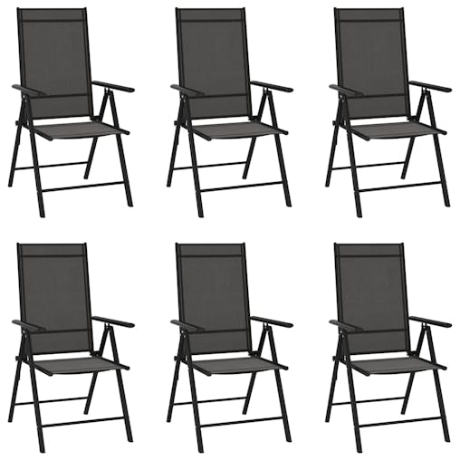 NNEVL Folding Garden Chairs 6 pcs Textilene Black