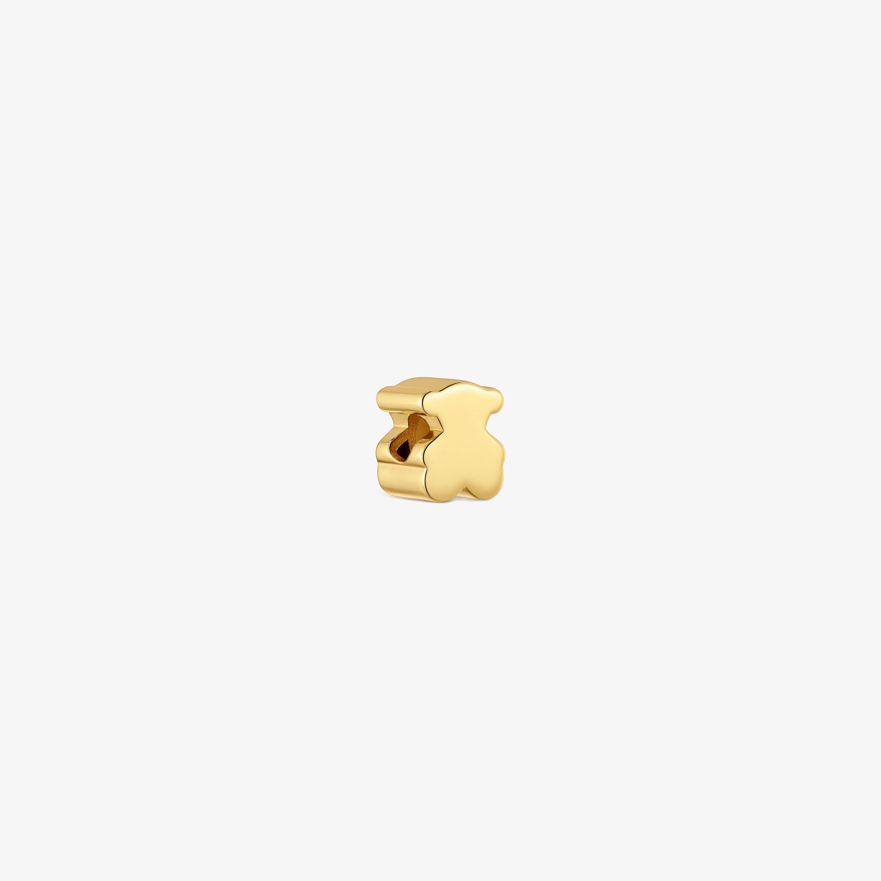 Charm TOUS Mesh Tube con baño de oro 18 kt sobre plata motivo oso 7 mm