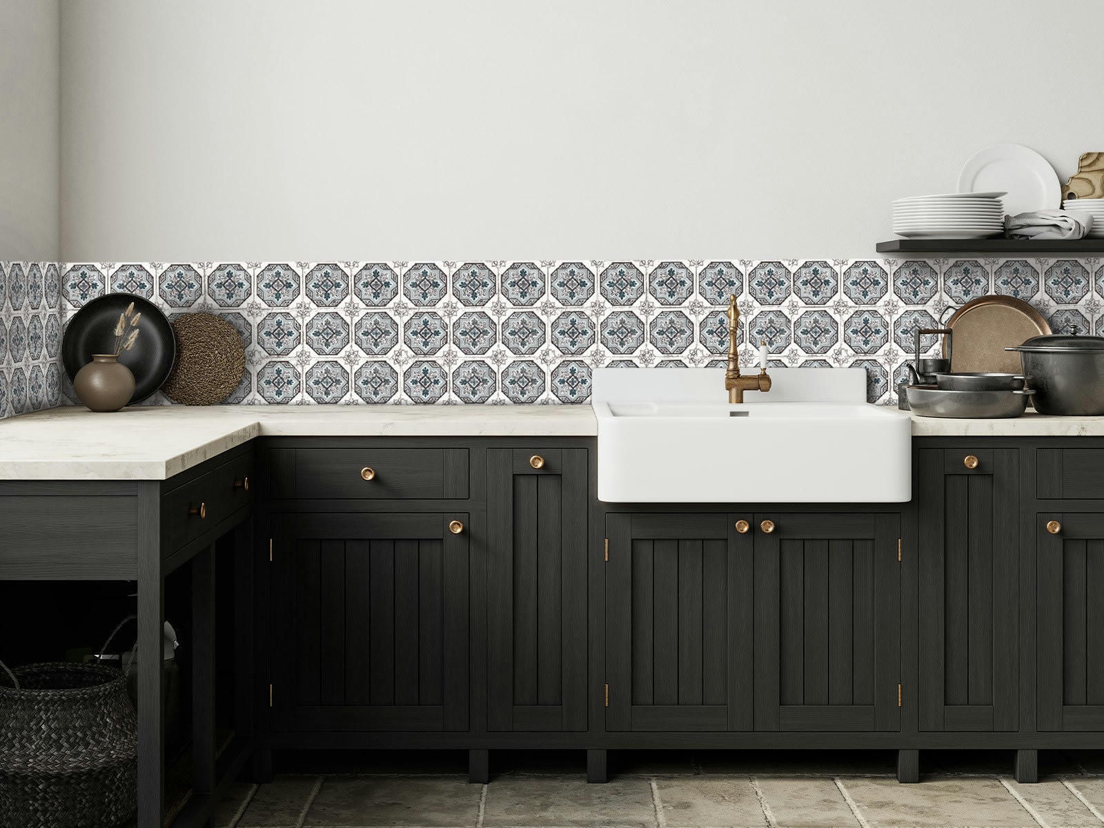 SAO BENTO - Crédence adhésive bleu gris 400x40cm