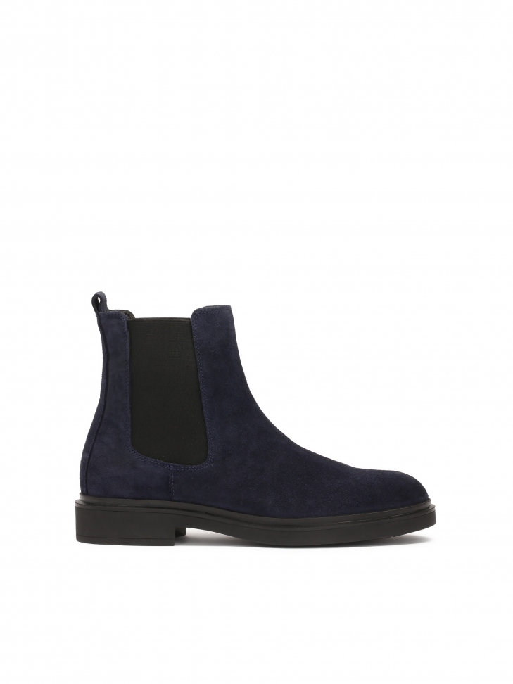 Navy blue suede Chelsea boots