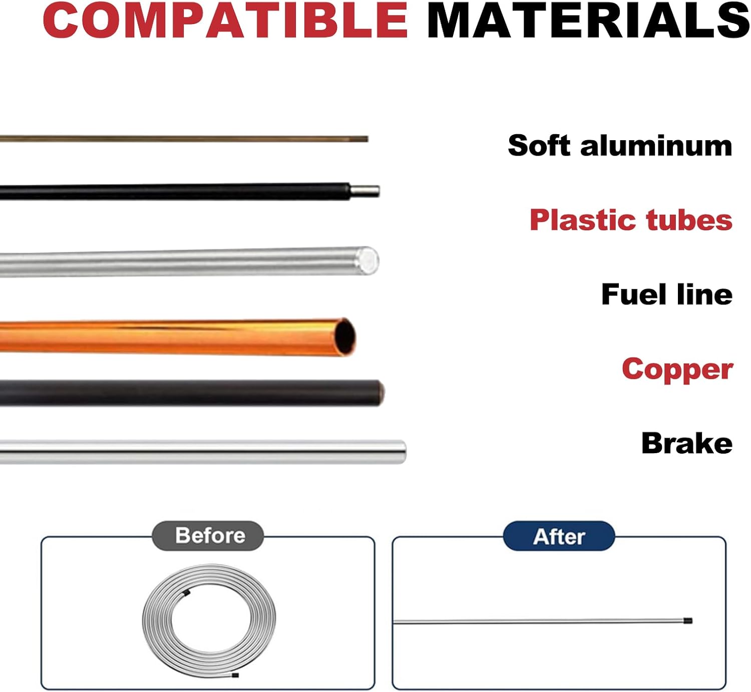 Tubing Straightener Tool for 3/16 to 1.0 Diameters - Universal Brake Line Straightener Compatible with Fuel Lines, Soft Aluminum, Copper Tubing Includes PEX Straightener & Pipe Straightener