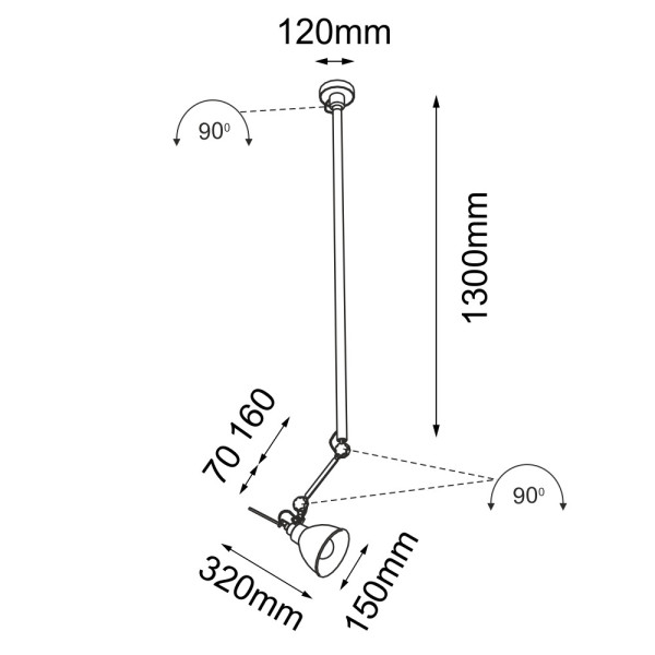 Lampa wisząca czarno-biała DAISEN 1xE27x20W wym: 153x15x32 cm Shilo