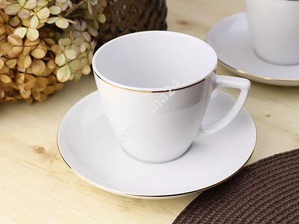 Komplet 6 filiżanek ze spodkiem 0,35 L / 17,5 cm Waza - Modern Złota Linia WA-08