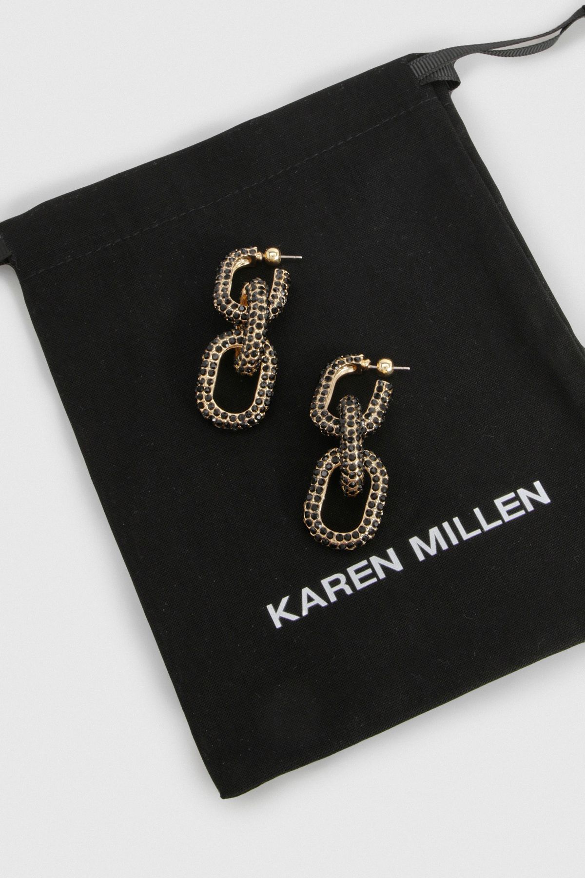 KarenMillen Crystal Chain Link Drop Earrings