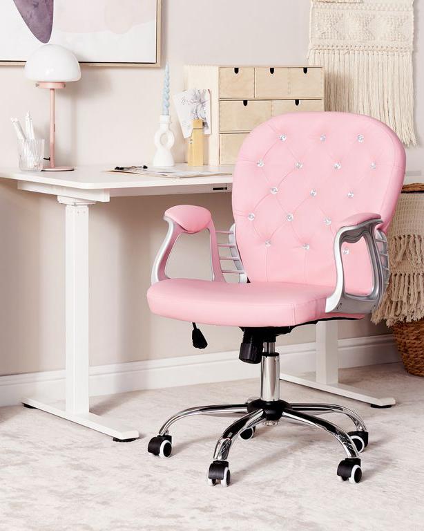 Desk Chair PRINCESS Faux Leather Pink