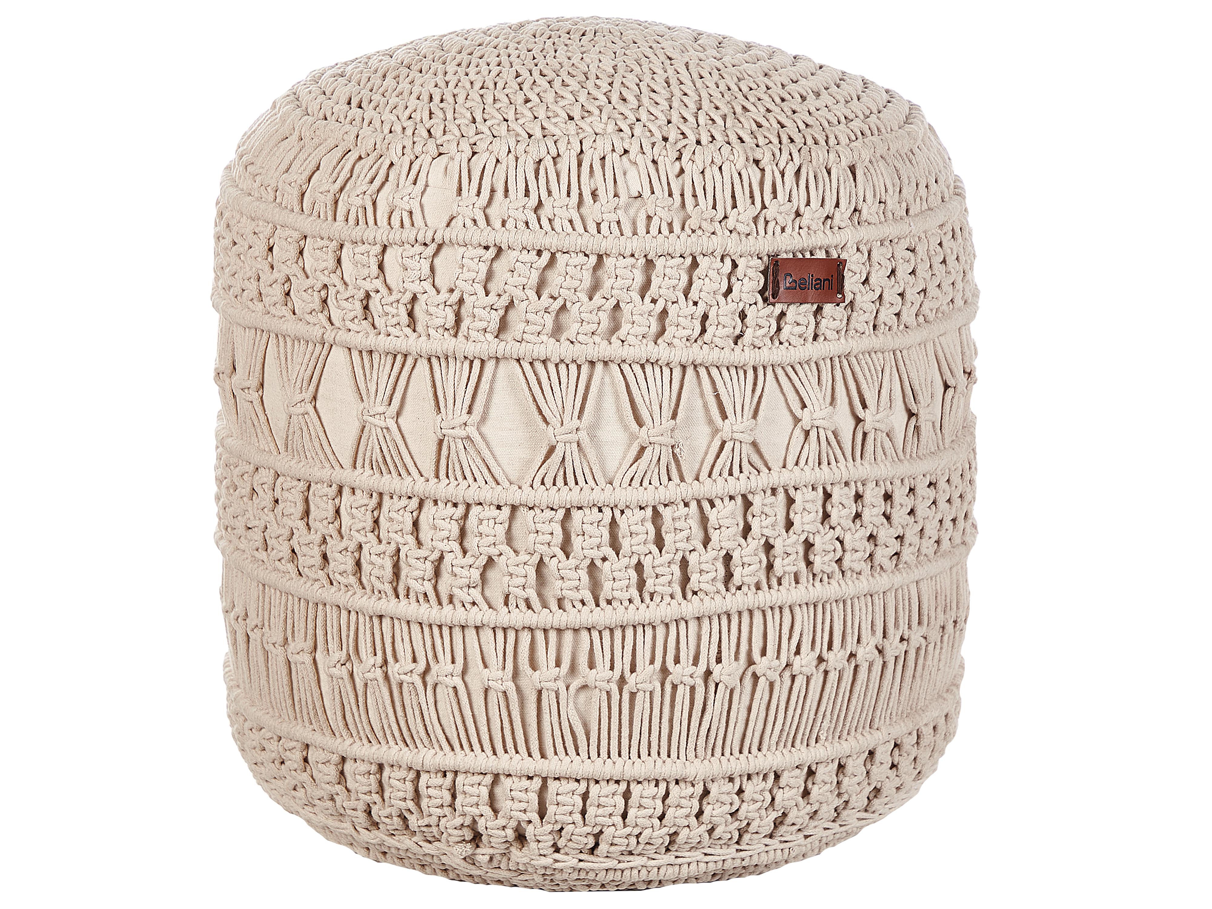 Pouffe Macram�� THAKOT Cotton Beige