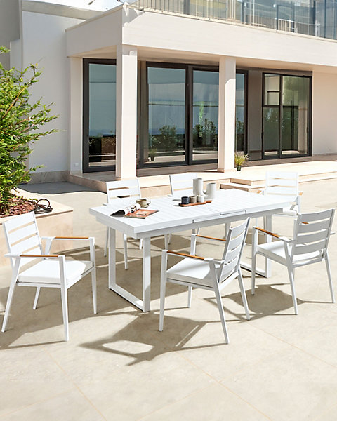 Lot de 6 chaises de jardin TAVIANO Métal Blanc