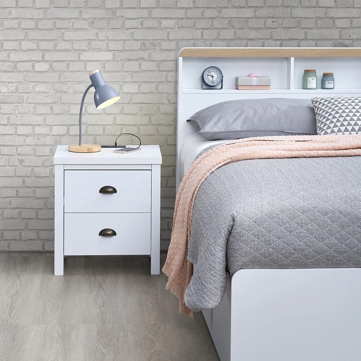 2-Drawer Bachelors Chest with USB & Type-C Charging Station and Shell Handle