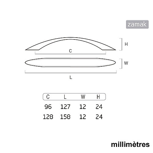 8 Un. poignées de meuble en zamaknickel mat pourtous les typeset armoire - entraxe 96MM