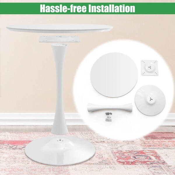 32 Inch Modern Tulip Round Dining Table with MDF Top-White - 32" x 30" (Dia x H)